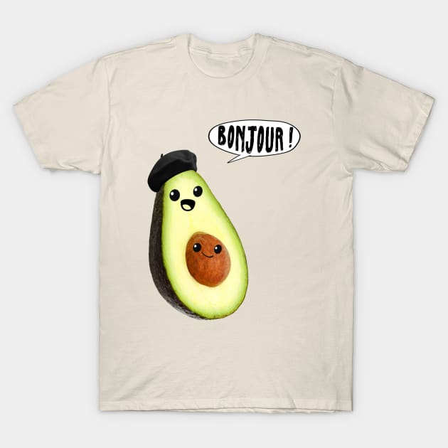 avocado faces french (bonjour) T-Shirt by mystudiocreate